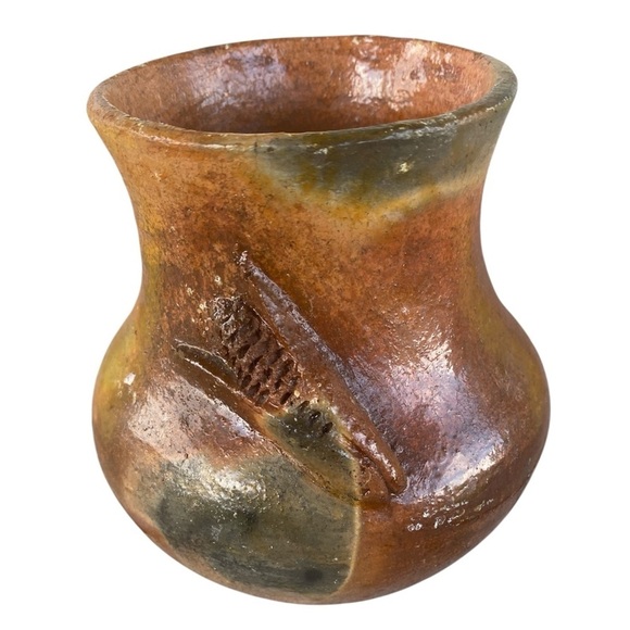 Vintage Navajo Pottery Native American Pinon Pine Pitch Glaze 5”Tall Vase Marked - Picture 2 of 12